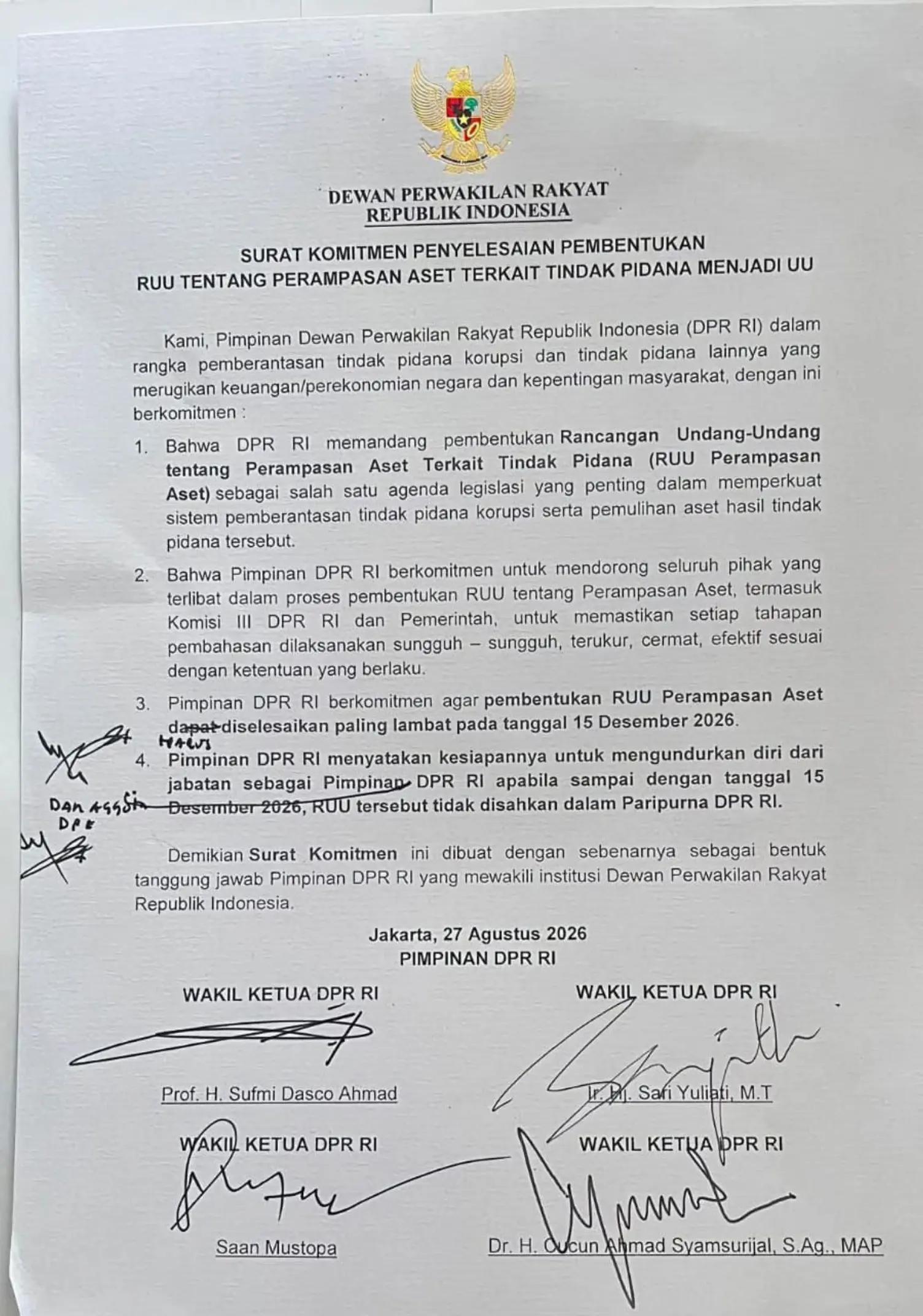 Janji di Atas Kertas Tanpa Gigi: Membaca Ulang "Surat Komitmen" Pimpinan DPR